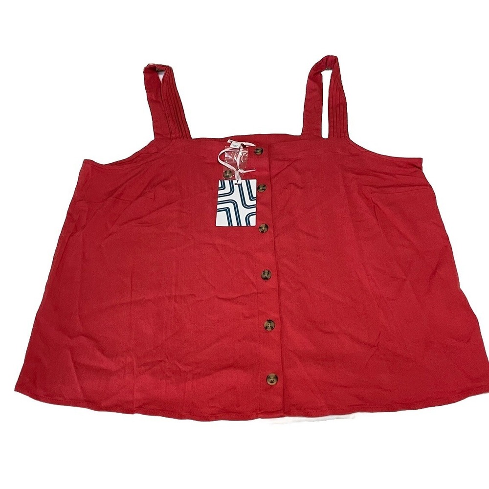 New Market & Spruce Tenley Sleeveless Button Down Tank‎ Top Red Orange Size 1X